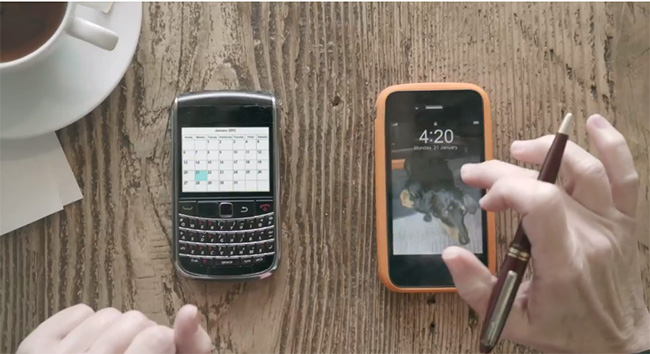 Una Blacberry y un iPhone