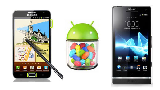 xperia s y galaxy note jelly bean